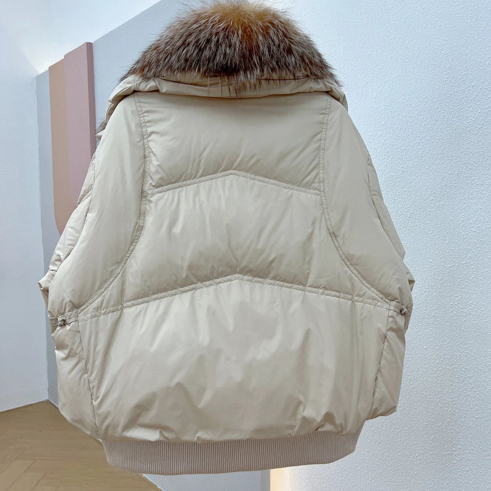 Duck Down Puffer with Silver Fox Fur Collar - view 5