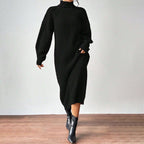 High-Neck Knit Maxi Dress