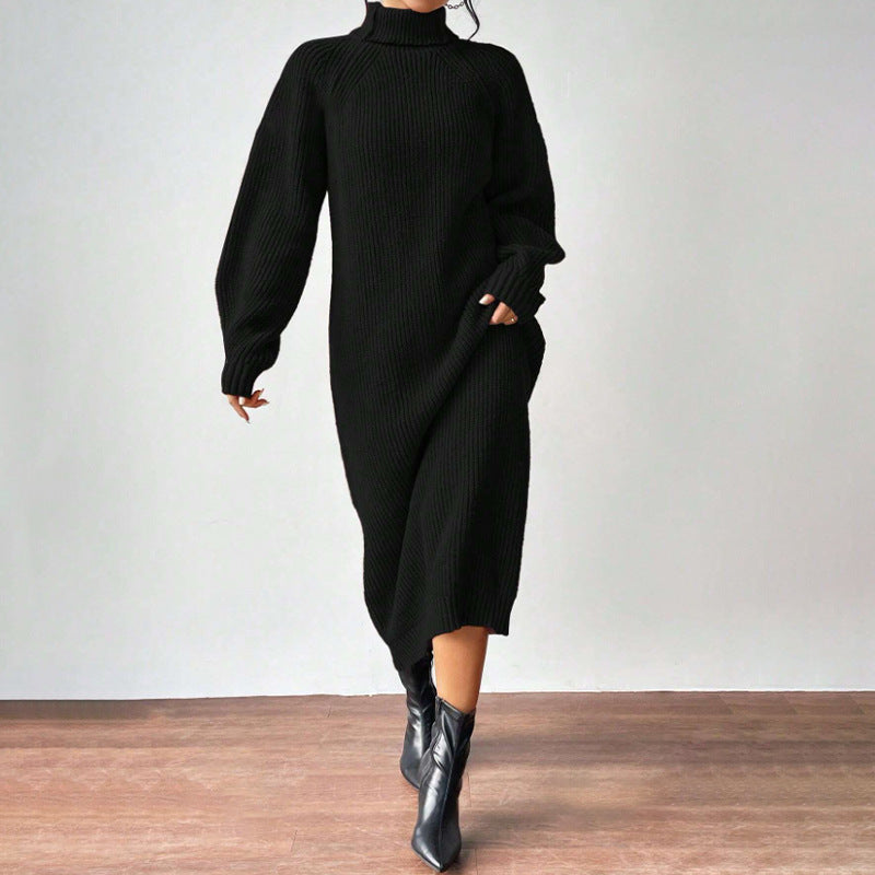 High-Neck Knit Maxi Dress