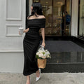 One-Shoulder Pleated Maxi Dress