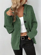 Pull à capuche uni et boutonné