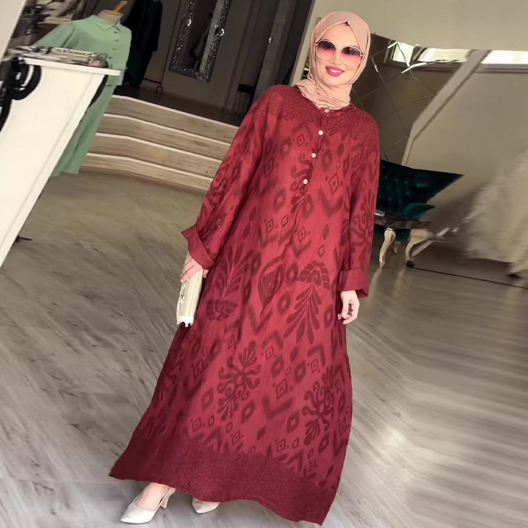 Autumn Floral Long-Sleeve Dress