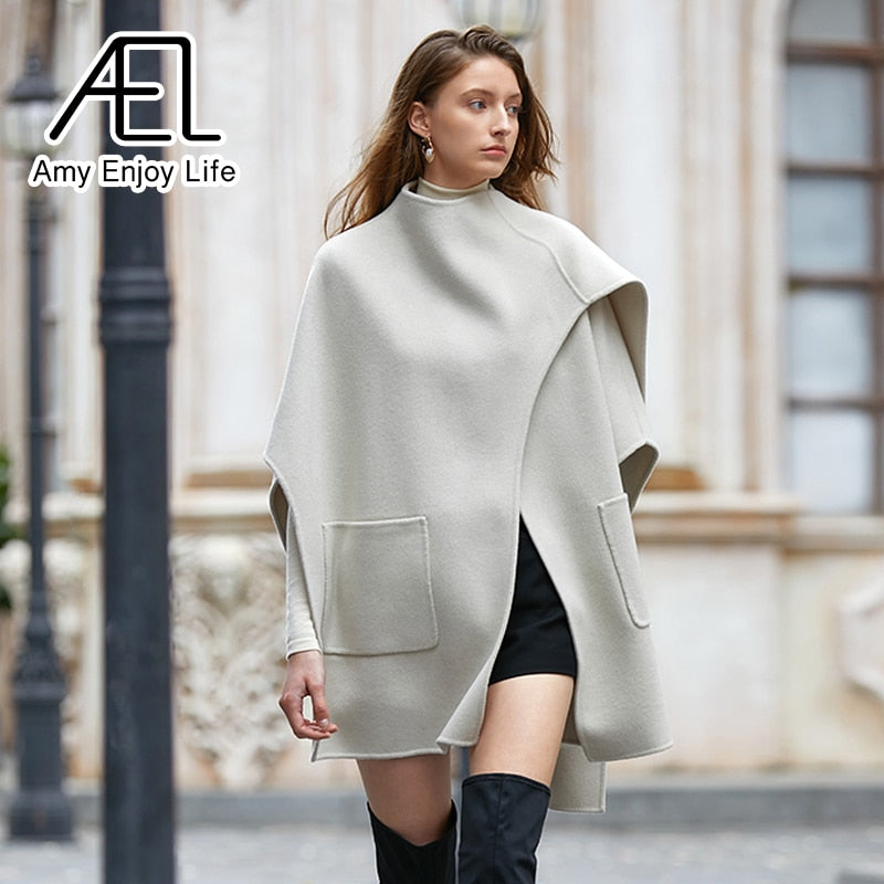 Irregular Hem Cloak Coat