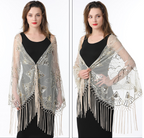 Robe de mariée cape à pampilles, robe qipao, longue robe d'été sans manches, gilet, châle, cape à paillettes en maille