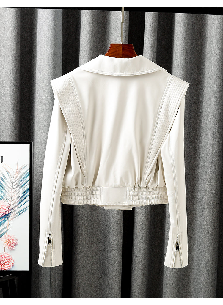 Oversized Genuine Leather Biker Jacket product image 3