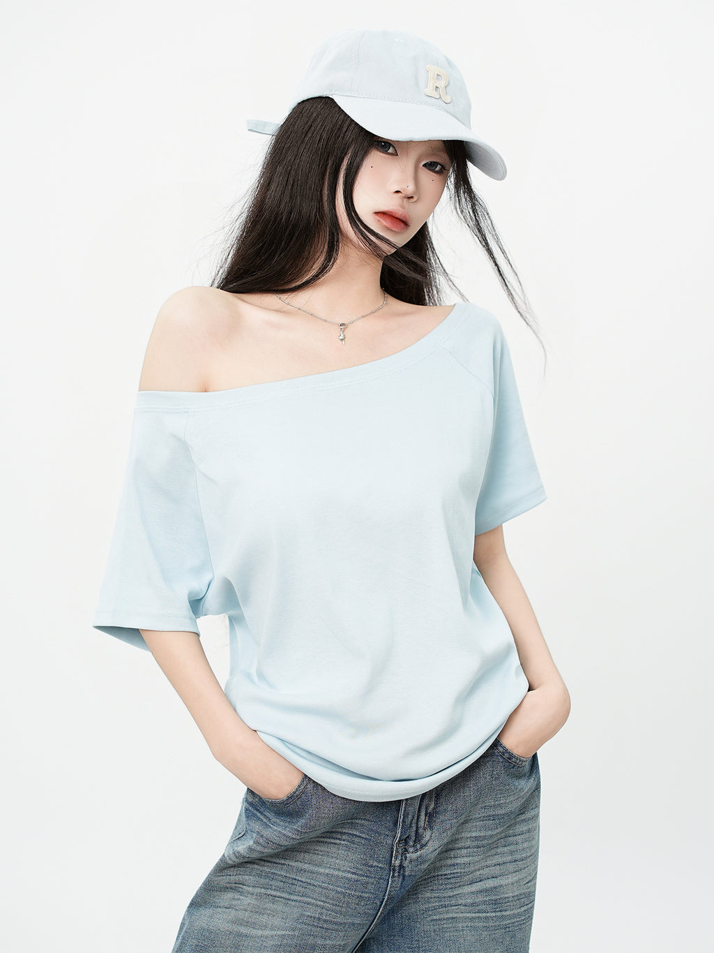 T-shirt asymétrique sans manches à col fendu pour femme, haut décontracté ample