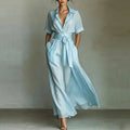 Solid Cinched-Waist Dress - view 3