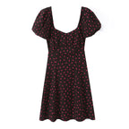 Polka-Dot Puff-Sleeve Mini Dress