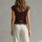 Lace-Up Sheer Lace Top