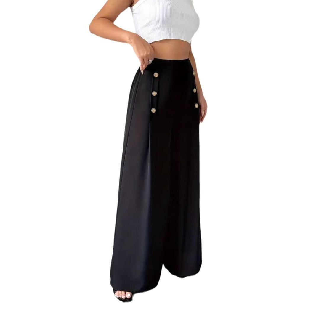 High-Waist Wide-Leg Trousers in Black