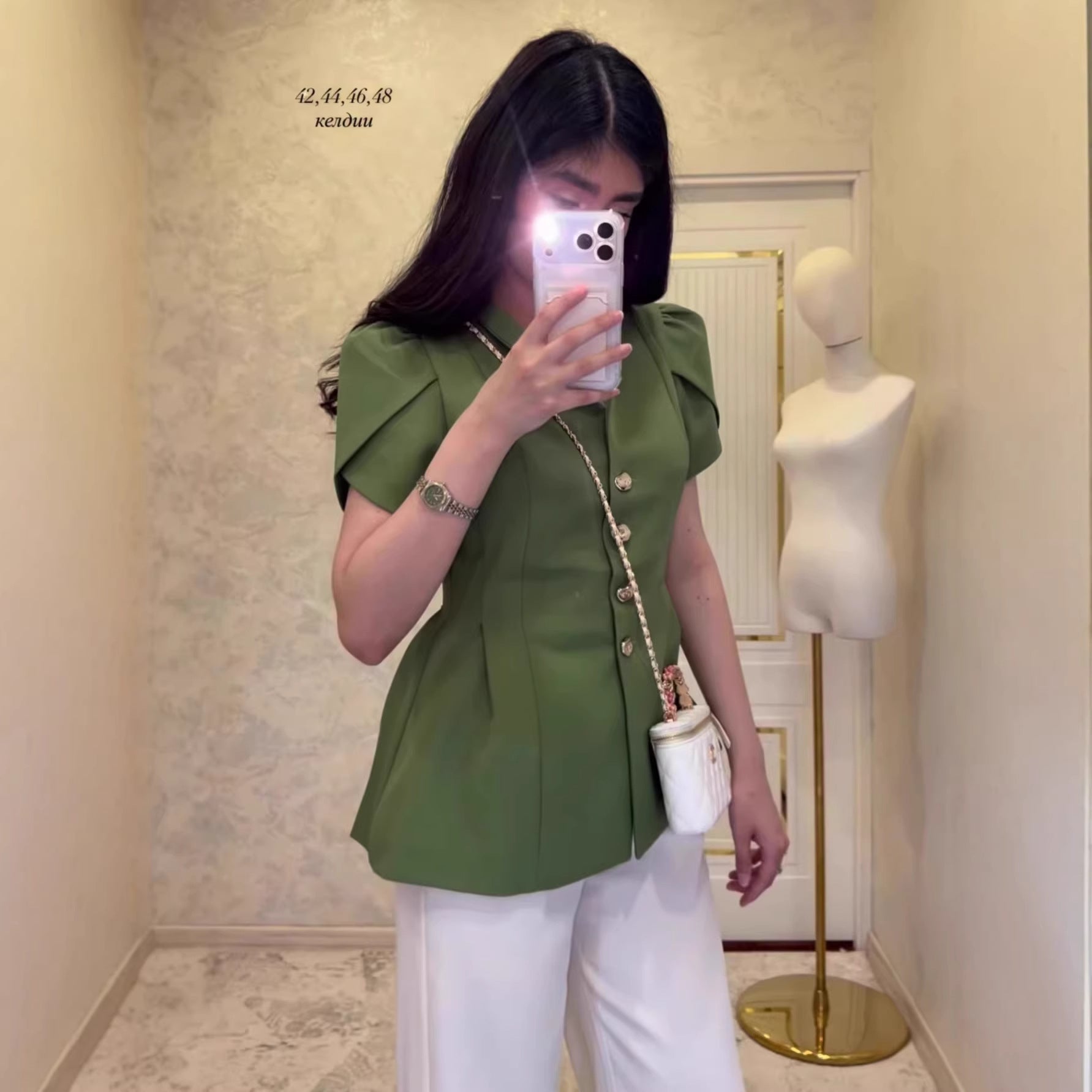 Lapel Three-Quarter Sleeve Cardigan