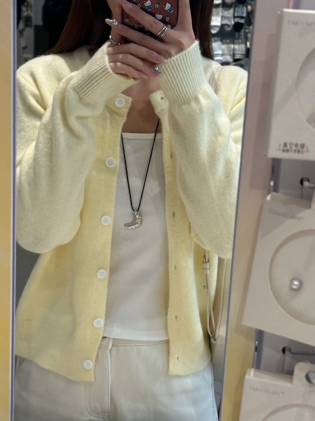 Single-Button Soft Knit Cardigan