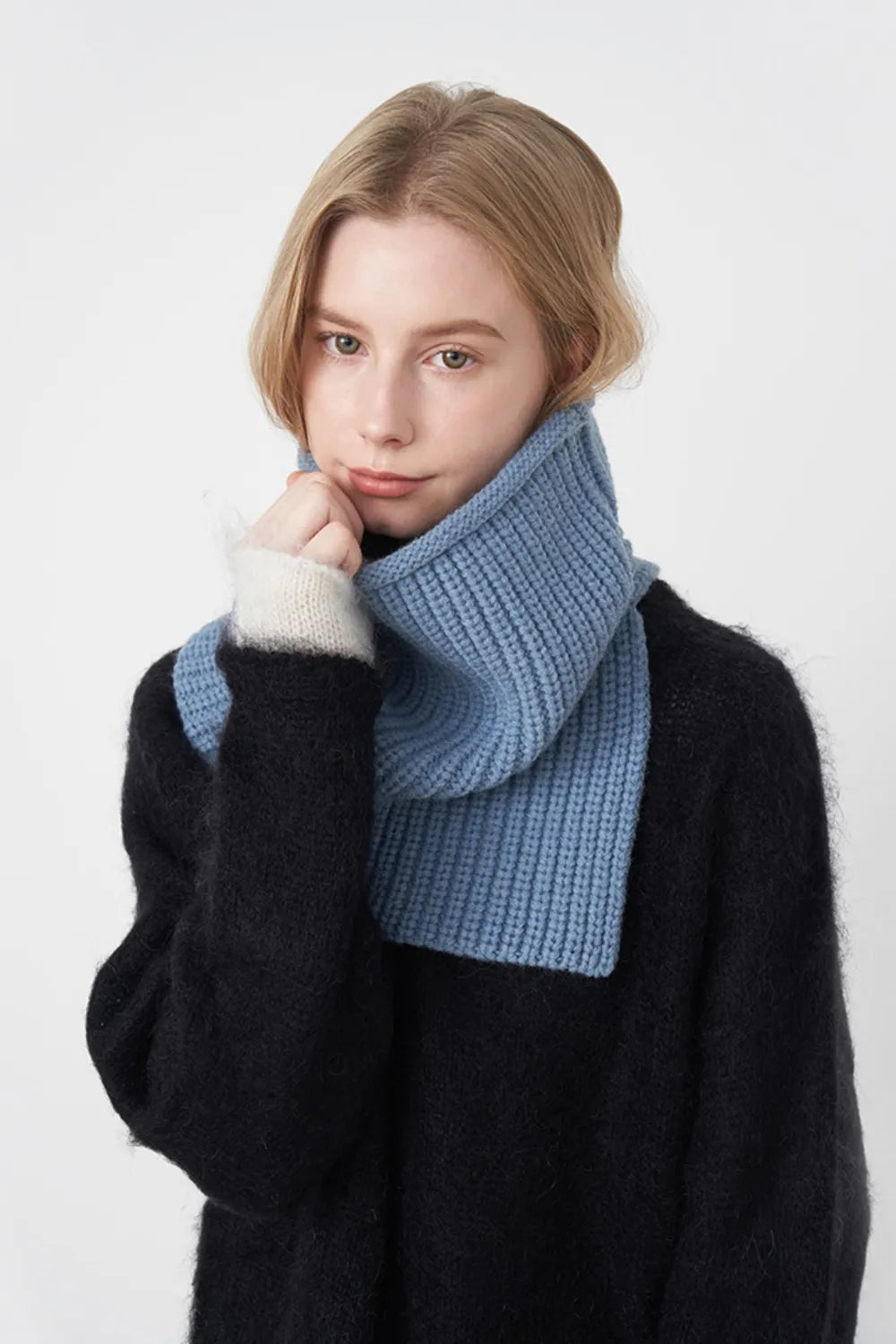 Slit Knit Scarf Pullover