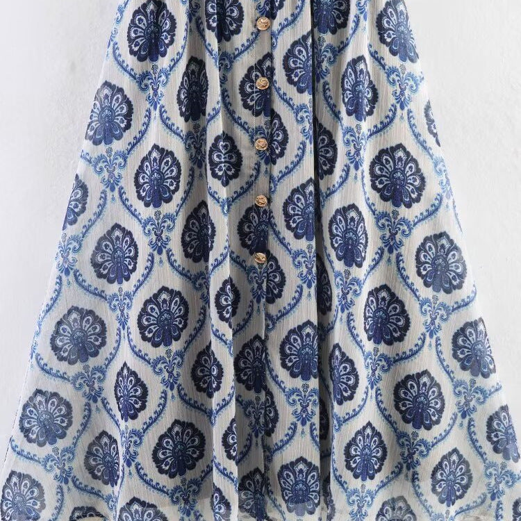 Vestido de chifón suelto de estilo francés con tirantes