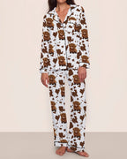 Cow-Print Long Pajama Set