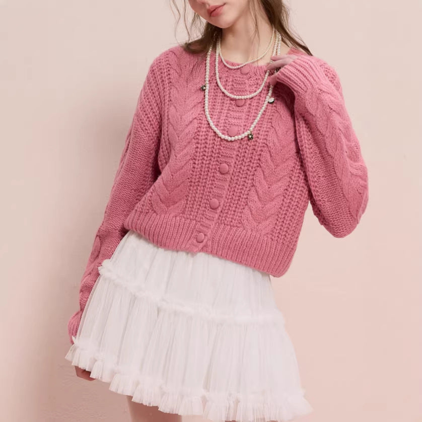Cable-Knit Cropped Cardigan