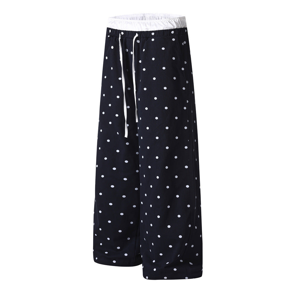 Pantalon de jogging droit à pois imprimés sur toute la surface