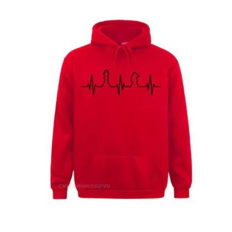 Sudadera con capucha de manga larga con estampado digital 3D Chess Heartbeat