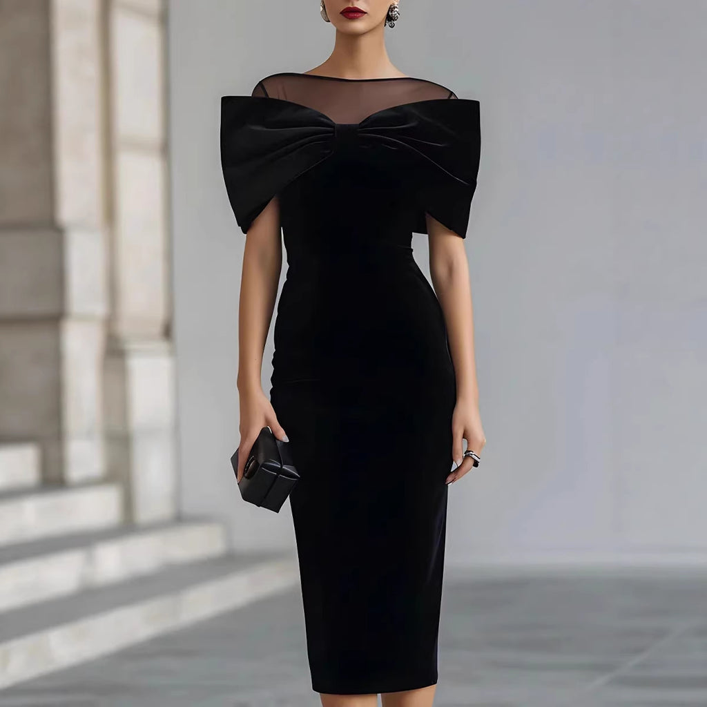 One-Shoulder Velvet Midi Dress