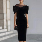 One-Shoulder Velvet Midi Dress