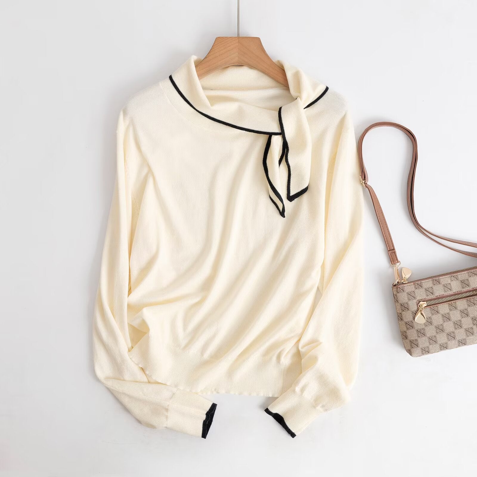 Scarf-Neck Relaxed Knit Sweater