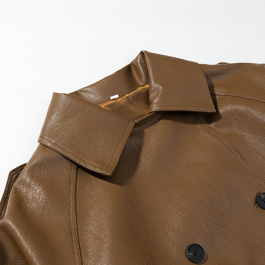Lace-Up Faux-Leather Utility Jacket