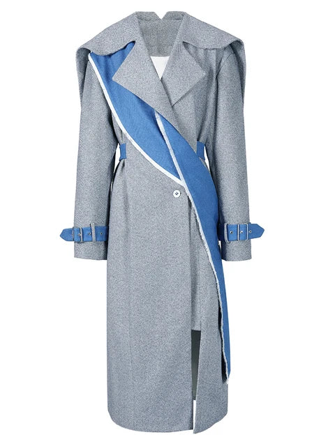 Colour-Block Oversized Parka Coat