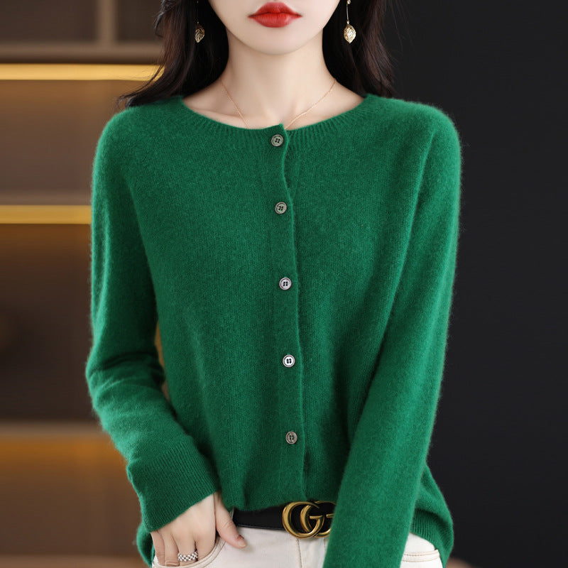 Textured Wool-Blend Knit Cardigan
