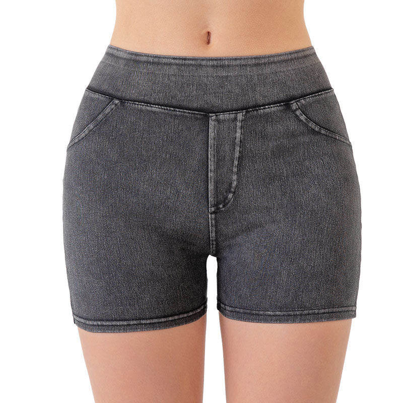 Pantalones cortos vaqueros de yoga de cintura alta y levantamiento de cadera para mujer, nueva colección Primavera/Verano, alta elasticidad