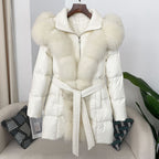 Hooded Down Jacket with Fox Fur Collar - view 25