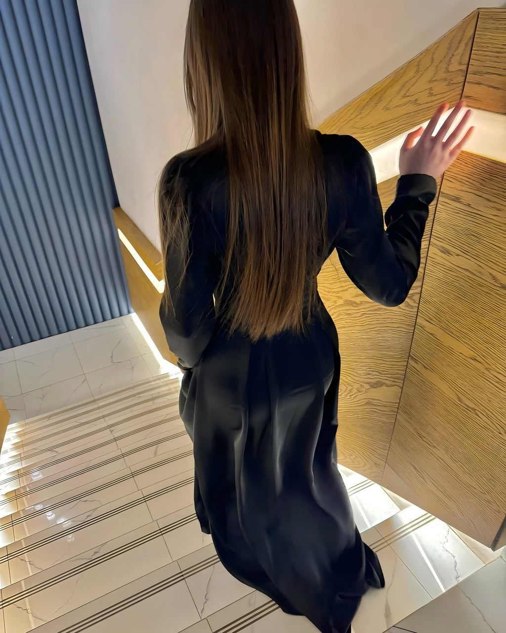 Buttoned-Waist Long-Sleeve Maxi Dress — product image 4