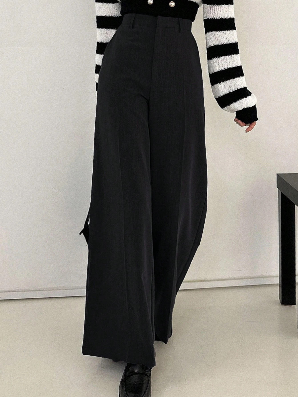 High-Waist Straight-Leg Suit Trousers