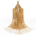 Sequin Fringe Embroidered Evening Shawl