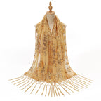 Sequin Fringe Embroidered Evening Shawl