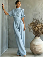 Mock-Neck Wide-Leg Jumpsuit