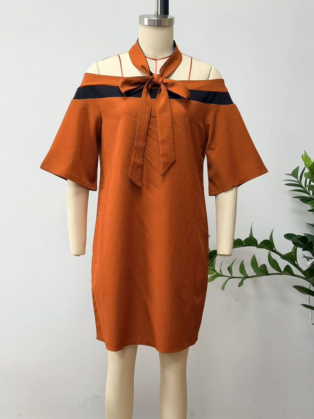 One-Shoulder Bow Mini Dress