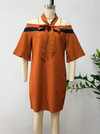 One-Shoulder Bow Mini Dress