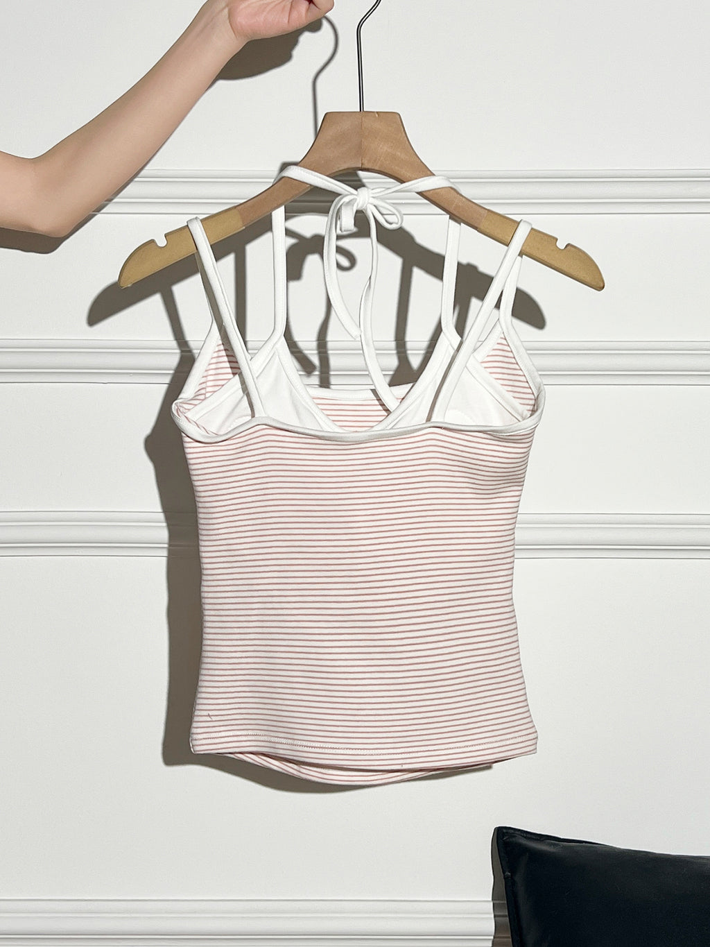 Top de crochet sin espalda con cuello halter y almohadillas incorporadas para mujer
