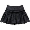 Black Lace-Trim Polka-Dot Midi Skirt