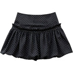 Black Lace-Trim Polka-Dot Midi Skirt