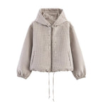Plaid Zip-Front Hooded Jacket