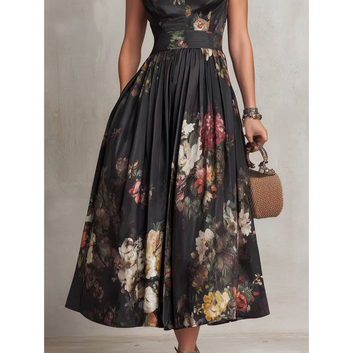 Floral AppliquÃ© Sleeveless Maxi Dress