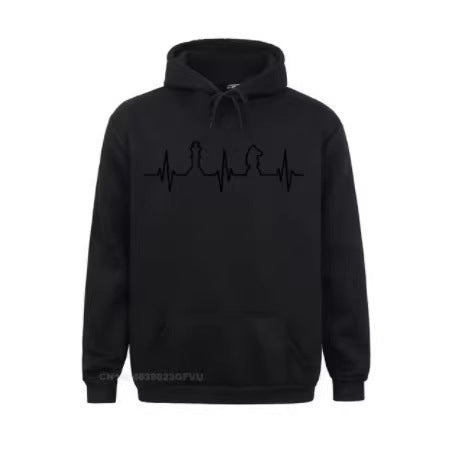 Sudadera con capucha de manga larga con estampado digital 3D Chess Heartbeat