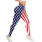 Flag-Print Performance Yoga Leggings in American Flag - view 4