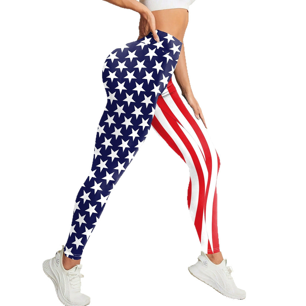 Pantalones de yoga estampados de la bandera nacional para mujer, mallas deportivas y de ocio, ropa para eventos de festivales y actuaciones