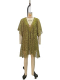 Leopard-Print Chiffon Beach Cover-Up in Green - view 4