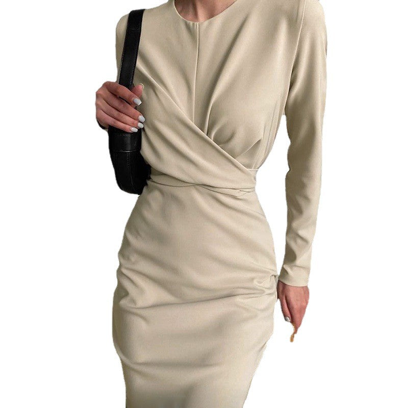French-Inspired Long-Sleeve Midi Dress