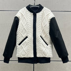 Knit-Panel Wool-Blend Coat