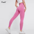 Legging taille haute sans coutures Peeli, pantalon de yoga, push up, fitness, moulant, entraînement, contrôle du ventre, legging de sport