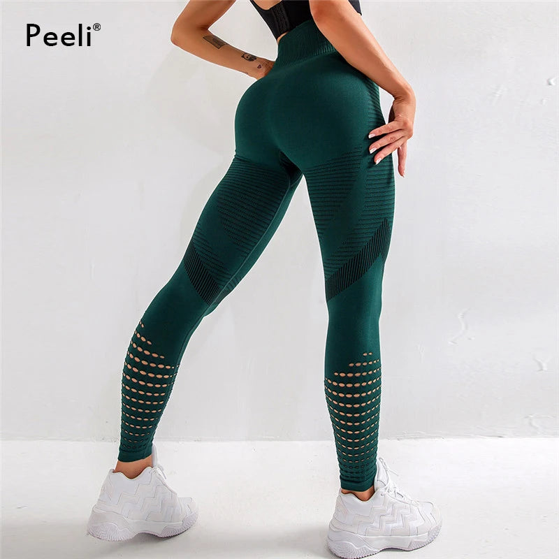 Legging taille haute sans coutures Peeli, pantalon de yoga, push up, fitness, moulant, entraînement, contrôle du ventre, legging de sport